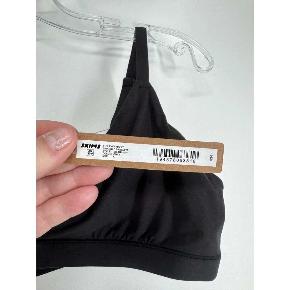SKIMS Fits Everybody Triangle Bralette Bra Womens Large Onyx Black Adjustable